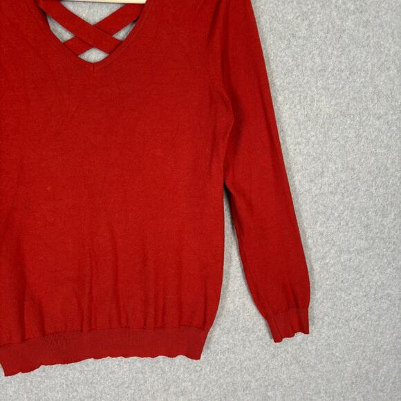 Love Ellie Sweater Womens Small Rust Burnt Criss Cross Back Thin Career‎ Office - Picture 4 of 10